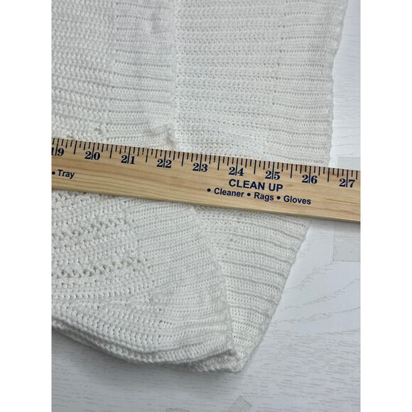 LOFT White V-Neck Sweater with Ribbed Texture Hi Low Design Winter Breathable M - Picture 6 of 7